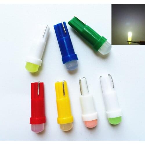 10pcs T5 LED Car Auto LED 1 led smd COB Wedge LED Light Bulb Lamp dash board Instrument White Pink Ice Blue Red Yellow Gr