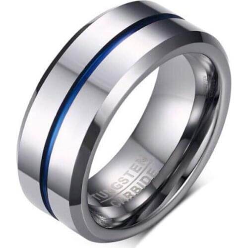 100% Tungsten Carbide Rings for Men 8mm Width Top Quality Male Wedding Jewelry Hot Sales USA