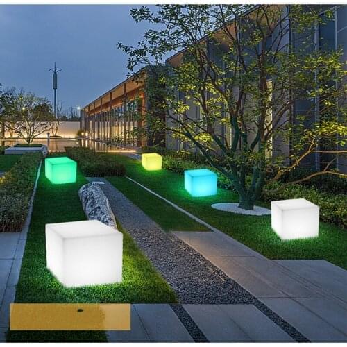 16Inch 40cm Rechargeable LED Cube Bar Stool Waterproof With Remote Control Magic RGB Color Changing Gadget Party Patio Pool Deco