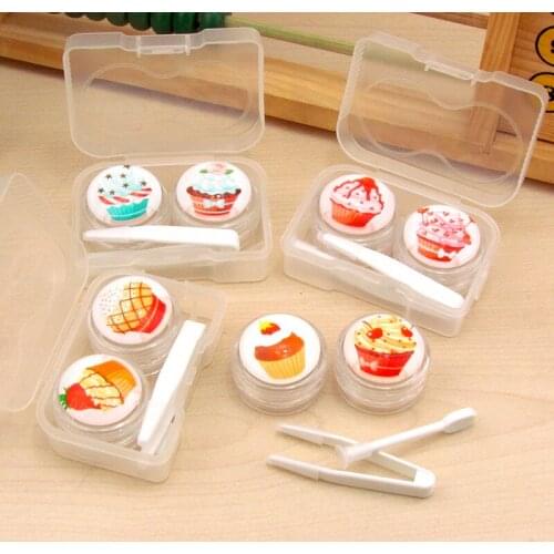 20set/lot Cute cake contact lenses box / companion box / Cartoon eyeglasses storage box / lens care case /pencil case