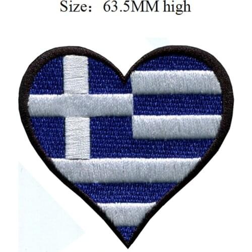 63.5MM high Greece flag patch of heart patch sew on patches/custom patches/custom varsity jackets