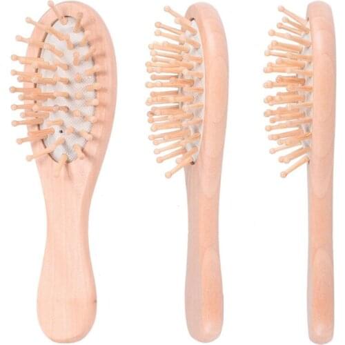 Bamboo Bristles Detangling Wooden Hair Brush Wet or Dry Oval Hairbrush 16*4.5*3cm for Women Men LX3415