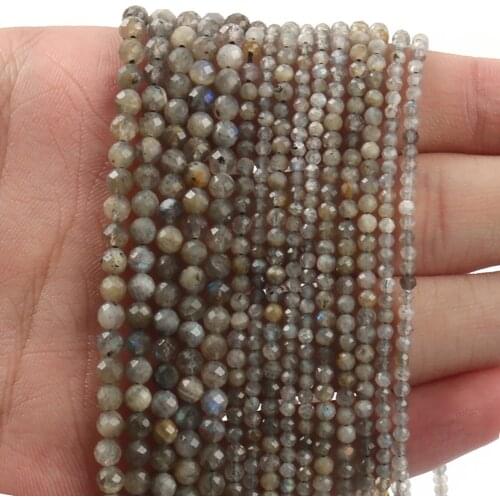 2 3 4mm Natural Stone Beads Gray Labrodarite Faceted Loose Beads for Jewelry Making DIY Bracelets 15'' Waist Beads Wholesale