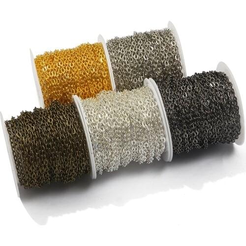 5M/lot 2-5mm Gold Rhodium Copper Bulk Fine Necklace Chain For DIY Jewelry Making Supplies chains Findings Accessories