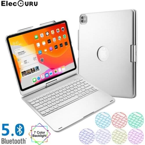 Backlit Tablet Keyboard Case For iPad Pro 12.9(2020/2018) Flip Wireless Bluetooth Keyboard Case 7-color Backlight Keyboard Cover