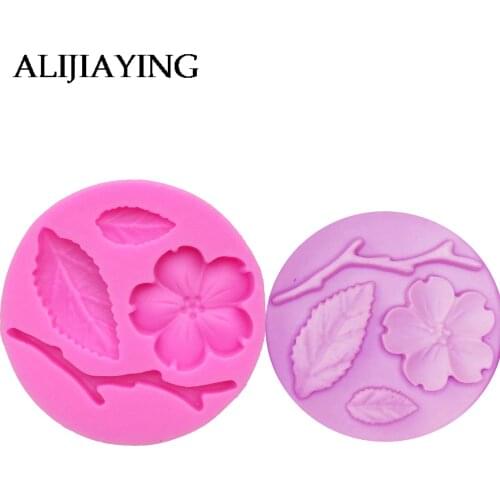 M942 Flower Plum blossom 3D Cake Border Silicone Mold Fondant Cake Decorating Tools Gumpaste Chocolate tools