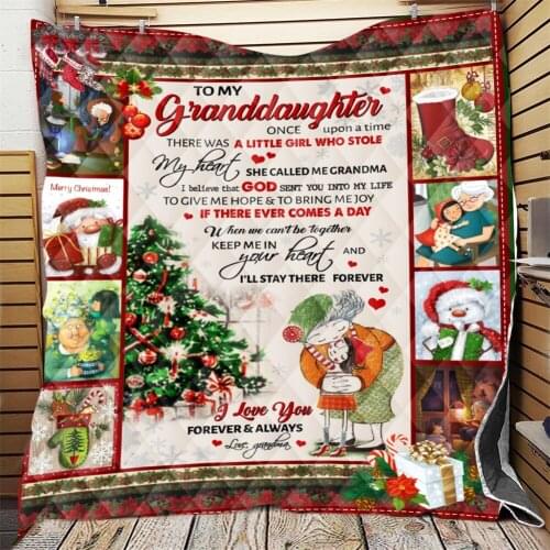 To my granddaughter I love you forever Quilted Quilt Throw Blankets Birthday Thanksgiving Gifts Bedding Cover Patchwork Tapestry