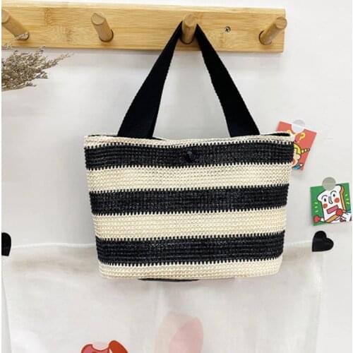 Elegant Ladies Straw Woven Handbag Women Holiday Beach Casual Tote Top-Handle Bags Fashion Retro Shoulder Bags