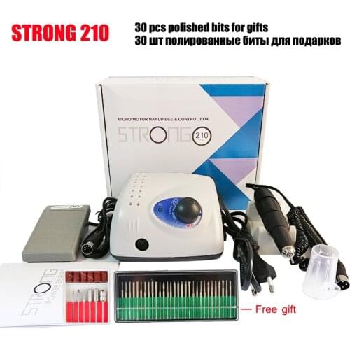 Strong 210 65W 40000RPM Electric Nail Drill Machine 105L 2.35mm Model Manicure Pedicure Nail File Bit Nail Art Equipment