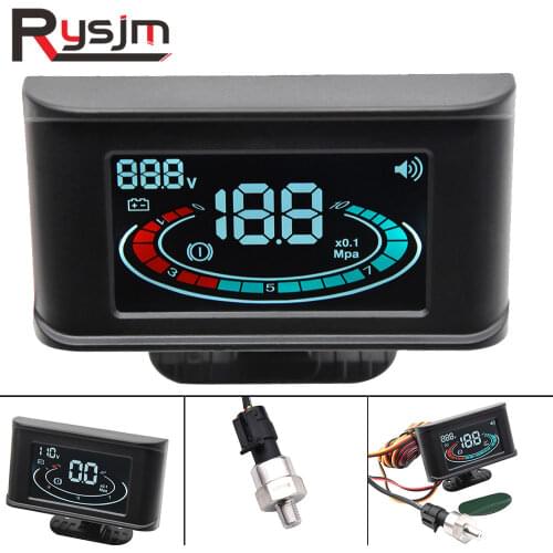 H 2 in 1 LCD Air Suspension Gauge + voltmeter auto Air Ride Air Pressure Gauge Mpa 1/8 NPT Electrical Sensors voltage meter 12v