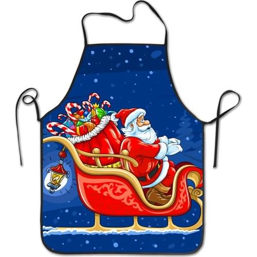Christmas Santa Claus Adjustable Bib Apron - Washable Unisex Cooking Kitchen Aprons for Chef Party Cooking Baking Crafting