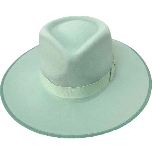Fluorescent green fedora hat edging thin series new style jazz hat felt hat bowknot accessories hat black top hat кепка мужска