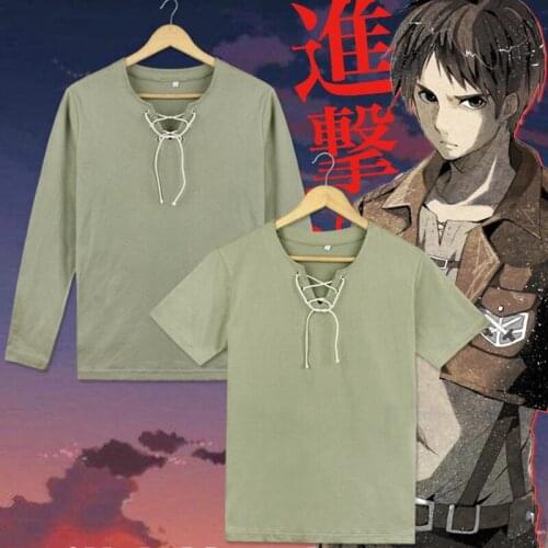 T-shirt Anime Attack on Titan Shingeki No Kyojin Eren Jaeger Cosplay Costume Green Long / Short Sleeve Scouting Legion Top