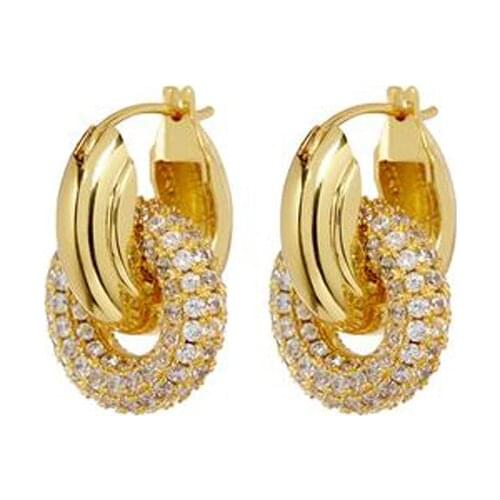 Geometric Round Circle Tube Hoop CZ Circle Charm Hoop Earring Fashion European Women Cubic Zirconia Fashion Jewelry