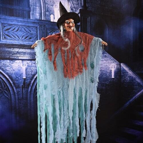 Halloween Horror Witch Hanging Ghost Decoration Glowing Horror Call Haunted Room Secret Room Tricky Props Voice Control Switch