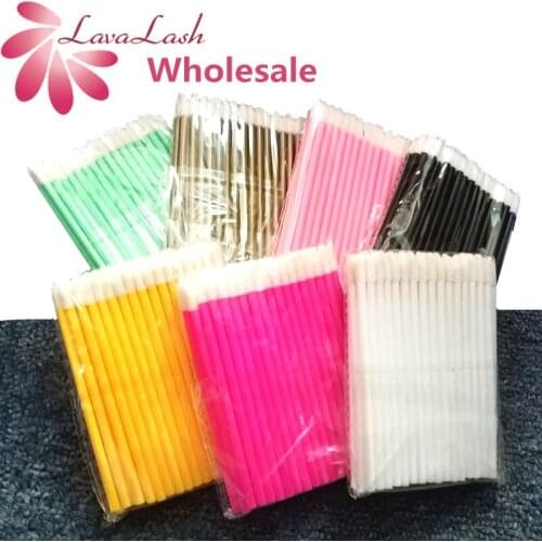 Wholesale Hollow Disposable Lip brush Eyelashes Brush Lash Remover Cleaning Mascara Cotton Stick Eyelash Extension Makeup tools