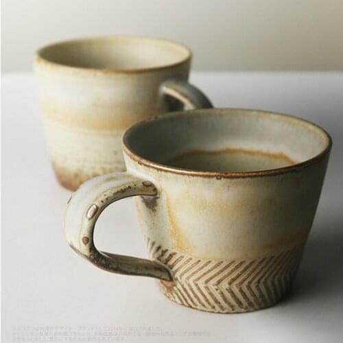 Stoneware coffee cup handmade creative couple cup retro personality coffee cup Japanese art mug LB031008
