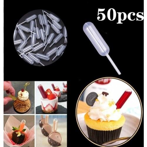 New 50pcs 4ml Sauce Droppers Cupcakes Ice Cream Sauce Ketchup Pastries Stuffed Transfer Dispenser Mini Portable Squeeze Pipettes