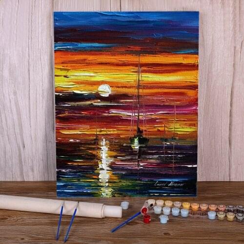 The Best Morning Paint By Numbers Package Oil Paints 50*70 Oil Painting Loft Wall Picture Children Wall Art Wholesale Drawing