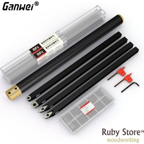 Set of 4 Woodturning Chisels With Carbide Inserts And Aluminum Handle