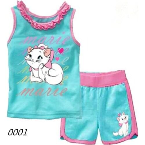 New Summer Cute Cartoon 2PCS Kids Baby Boys Girls Cartoon Vest Top Shorts Pants Set Clothes Children Pajamas Girls Clothing Sets