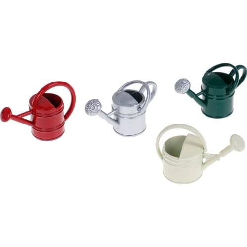 Tin Metal Dollhouse Miniature Watering Can Dollhouse Decoration White Dollhouse Accessories Classic Baby Toys Handicrafts Model