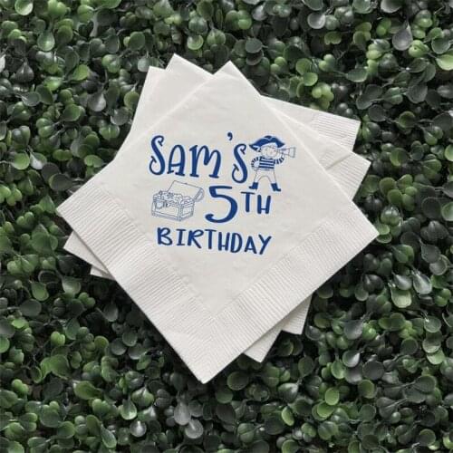 Personalized Pirate Party Birthday Napkins, Pirate Birthday Napkins, Pirate Birthday, Custom Treasure Hunt Birthday Party