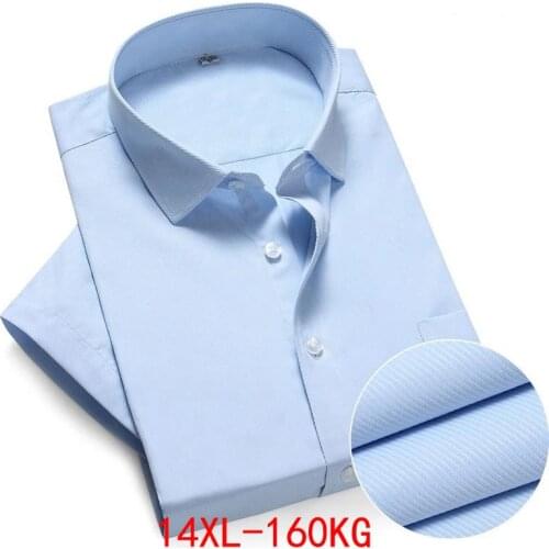 Large size 10XL 11XL 12XL 13XL 14XL Business Office Business Comfort Summer Mens Short Sleeve Lapel Dress White Shirt 8XL 9XL