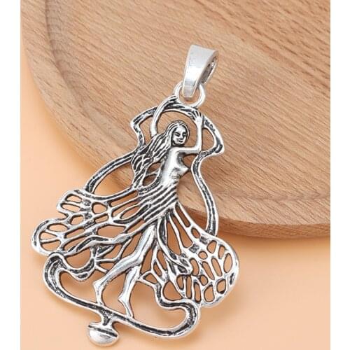 5pcs/Lot Silver Color Large Fairy Goddess Charms Pendants for Necklace Jewelry Making Accessories