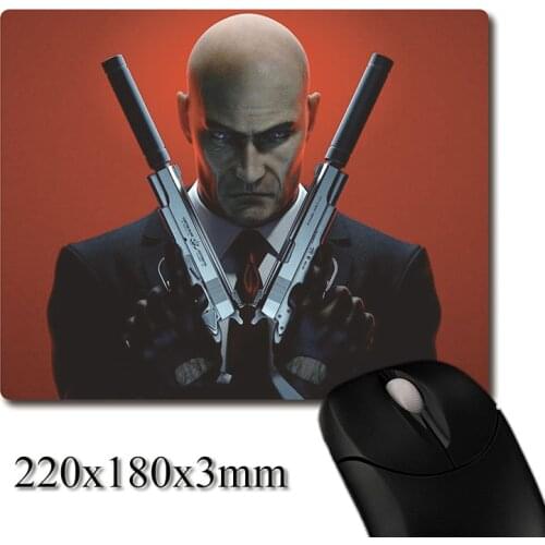 Awesome cool hitman Handheld gun CG printed Heavy weaving anti-slip rubber pad office mouse pad Coaster Party favor gifts