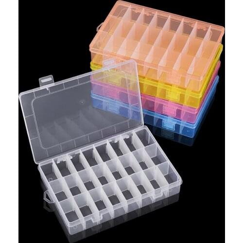 24 Grids Adjustable Plastic 3 Row Transparent Storage Box Case Jewelry Display Beads Earring Organizer Container