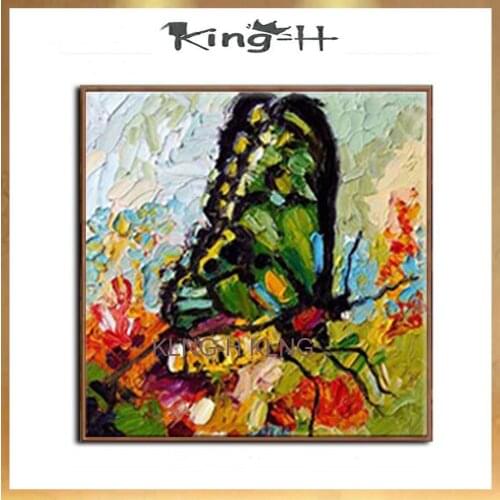 Hand-painted animal painting knife painting high quality flowers beautiful butterfly oil painting decorate the study lobby lobby