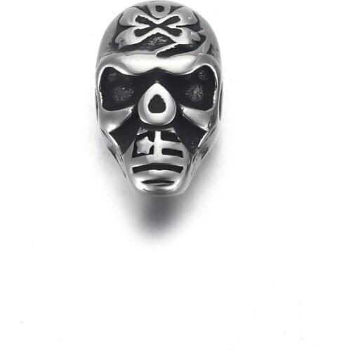 Stainless Steel Skull Bead Spacer Polished 2mm Hole Beads Metal Charms DIY Bracelet Jewelry Making Accessories