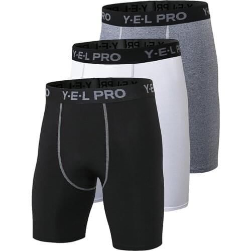 YEL US Delivery YD 3Pcs Running Shorts Men Quick Dry Compression Tight Short Trousers Gym Fitness Sport Clothing Sport Short