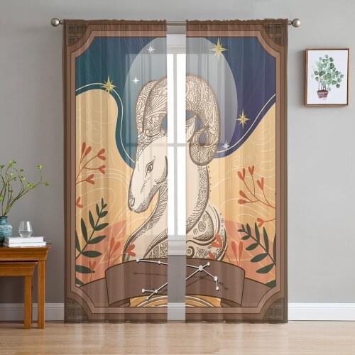 Twelve Constellations Modern Curtain For Living Room Transparent Tulle Curtains Window Sheer For The Bedroom Accessories Decor
