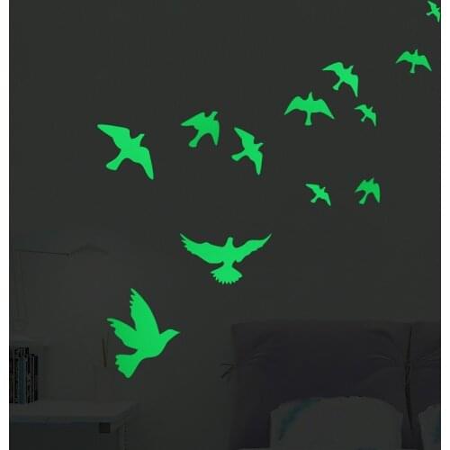 Glow in the Dark Birds Decor Luminous Wall Stickers Kids Rooms Baby Bedroom Home Decoration Livingroom DIY Decorative Decals