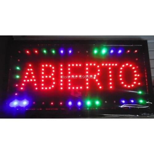 Led-2017 manufacture colored edge open sign 10x19 Inch Semi-outdoor Ultra Bright Abierto running electronica lighted sign