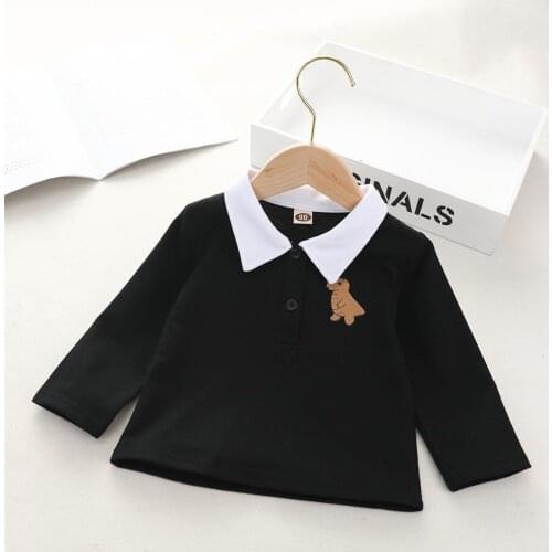 PatPat 2020 New Spring and Autumn Boys embroidered dinosaur lapel long sleeve sweater Kids Tops