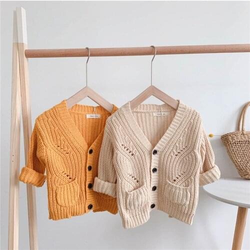 Girls Sweaters Fashion Korean Knit Cardigan For Boys Autumn 2019 New Arrival Kids Clothes 1 2 3 4 5 Years Baby Sweater Jackets