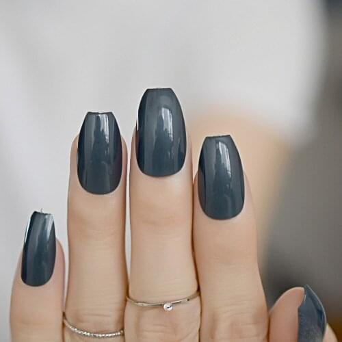 Greenish Green black Ballerina Nail Art Tips False Fake Coffin Nails Flat Shape Full Cover Artificial Decoration Manicure Tool