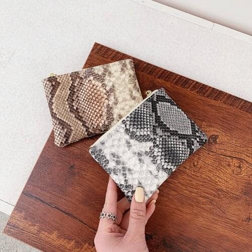 Women Square Snake Print Pattern Wallet Party Clutch 2021 Female Casual PU Leather Card Holder Daily Serpentine Money Purses