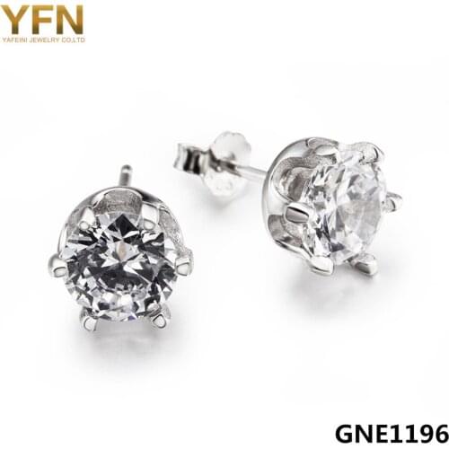 New Arrival Genuine 925 Sterling Silver Stud Earrings Shiny Cubic Zirconia Crystal Heart and Arrows Cut Women Earrings GNE1196