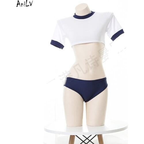 AniLV Japanese Anime School Student Swimsuit Costume Girls Gymnastics Swimwear Uniform Temptation Lingerie Cosplay