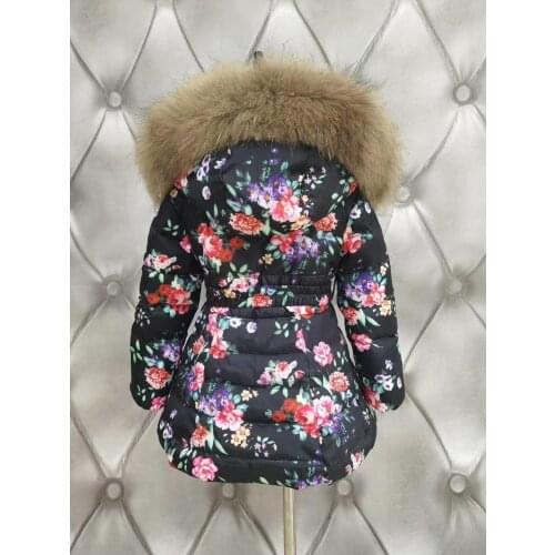 Real Fur Hood snow 2021 winter down jacket childrens overcoat girl down jackets child long thick outerwear duck down jackets