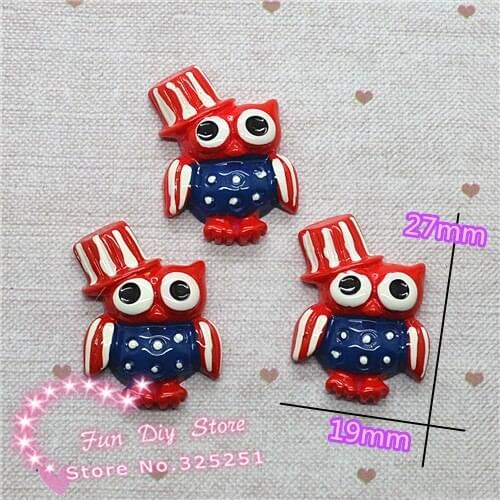 Kawaii Resin red owl Cabochon Flat back Scrapbooking 50pcs/lot 19*27mm