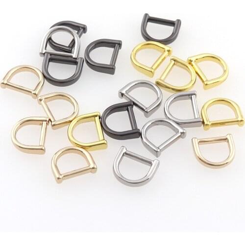 100pcs Mini Alloy D Dee Rings 7mm Gold Gun black Silver Adjustable Buckles DIY Bag Purse Strap Hardware Accessories