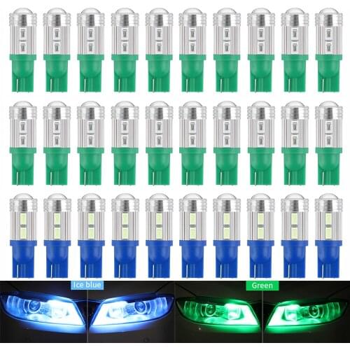 100X W5W T10 194 Car Interior Led Lights 5630*10 SMD For Auto Width Clearance Lamp License Plate Bulb Car Light Accessories 12V