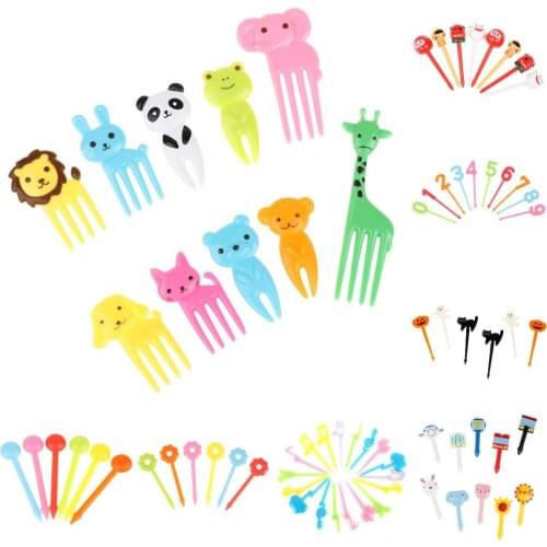 2-24pcs Mini Kids Animal Farm Fruit Fork Cartoon Snack Cake Dessert Food Fruit Toothpick Lunch Party Decoration Random Color