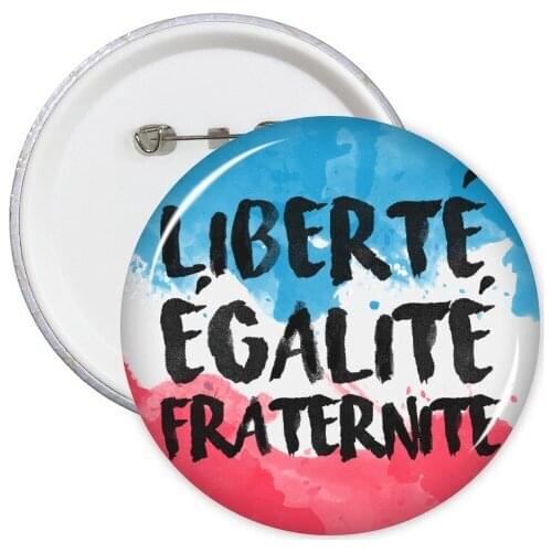 5pcs Liberte Egalite Fraternite France Mark Landmark National Flag Custom Landscape Illustration Pattern Round Pin Badge Button