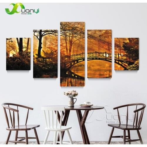 5 Piece Wall Decor Forest Tree Landscape Canvas Painting Home Cuadros Canvas HD Prints Poster For Office Decoration Unframed